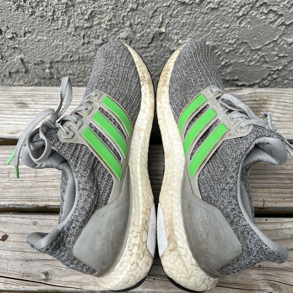 Adidas Shoes Men Size 7.5 Ultraboost 4.0 Grey Two Shock Lime Primeknit Running - Picture 6 of 10